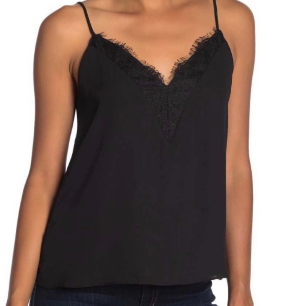 Lace edge black tank top